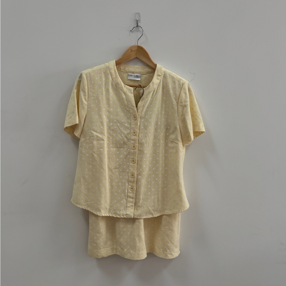 Vanity Fair Yellow Polka Dot Button-Down Shirt & Skirt Set